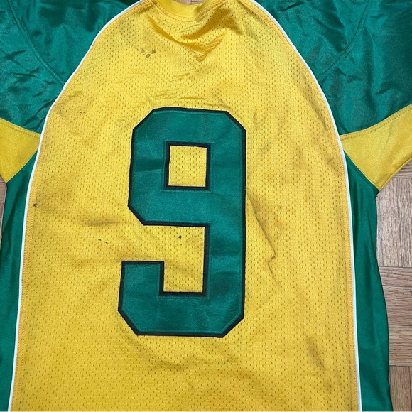 Vintage High School Football Jersey Men’s Large Eagles #9 Yellow Green Game-Worn - Picture 9 of 11